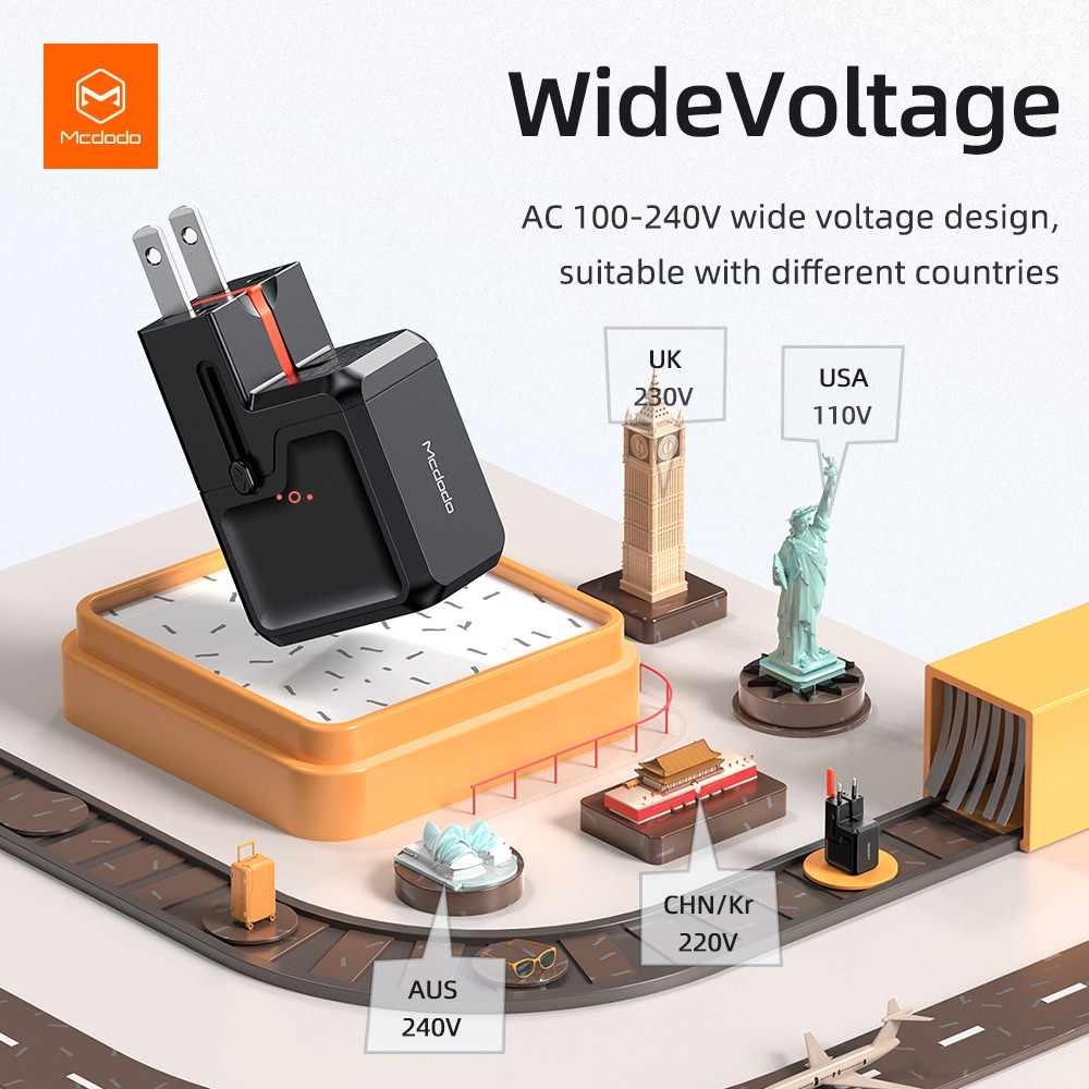 Mcdodo Ch-8110 PD + QC 18W Travel Charger USB C International Plug Socket