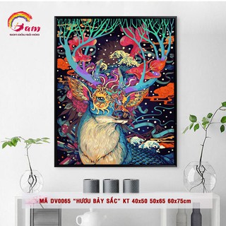 Tranh sơn dầu số hóa tự tô màu Tranh hươu nai bảy sắc thần lộc DV0065 - HaLa Store