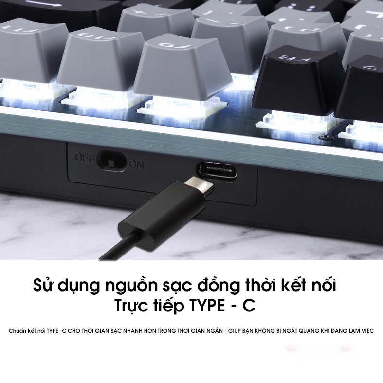 Bàn phím Cơ Không Dây Bluetooth K950 20 chế độ LED Dành Cho Máy Tính Laptop,Điện Thoại,Máy Tính Bảng