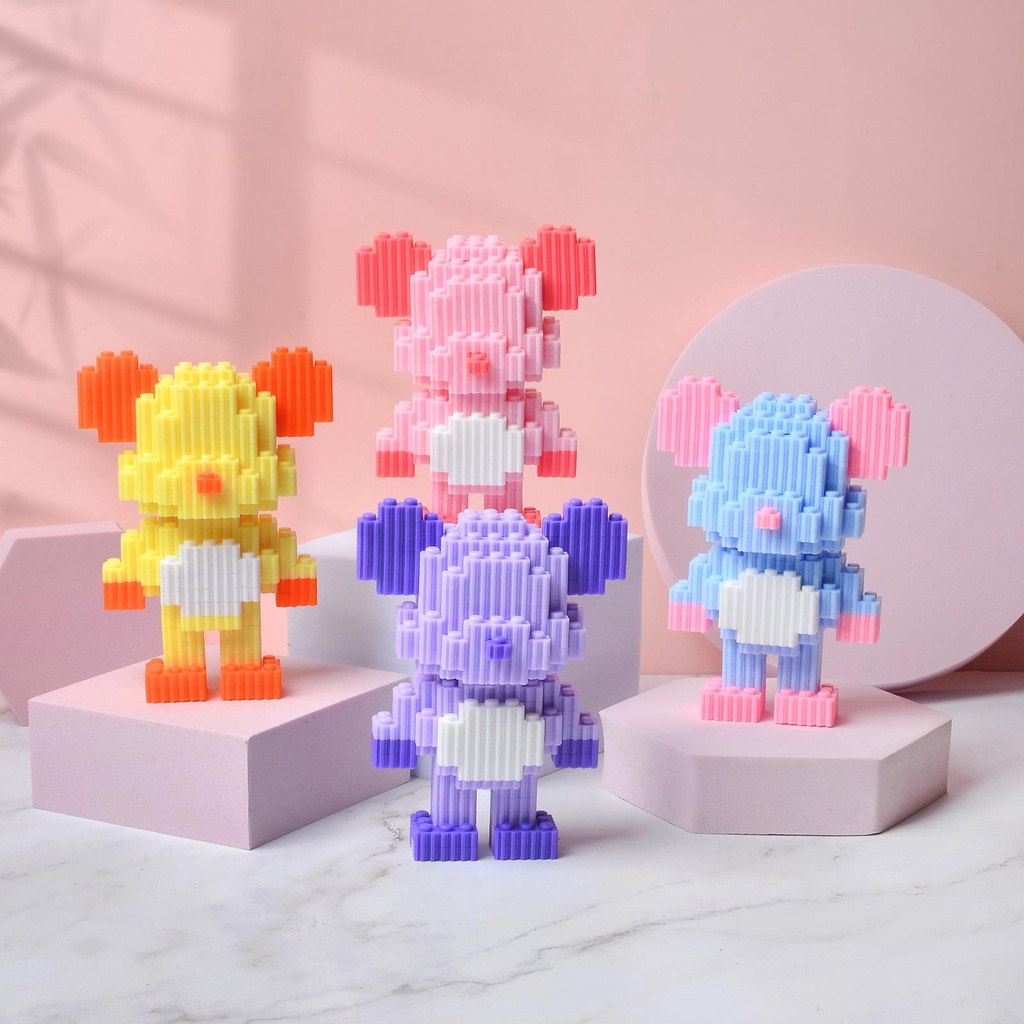 Đồ chơi mô hình Gấu Bearbrick mini 3D size 12cm lắp ráp xếp hình bear brick mini 3D dễ thương