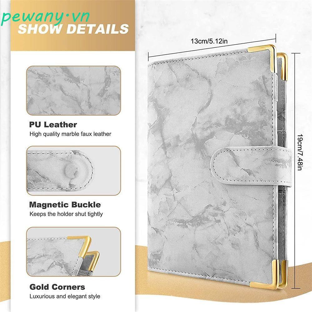 PEWANY Stationery Marble Notebook Cash Envelopes 6 Ring Binder Notebook Binder Money Organizer for Budgeting A6 Notebook School Supplies Zipper Envelope PU Leather Marble Budget Binder