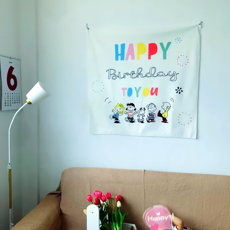 Phông vải treo từơng trang trí sinh nhật Happy birthday size 90 x 90 cm