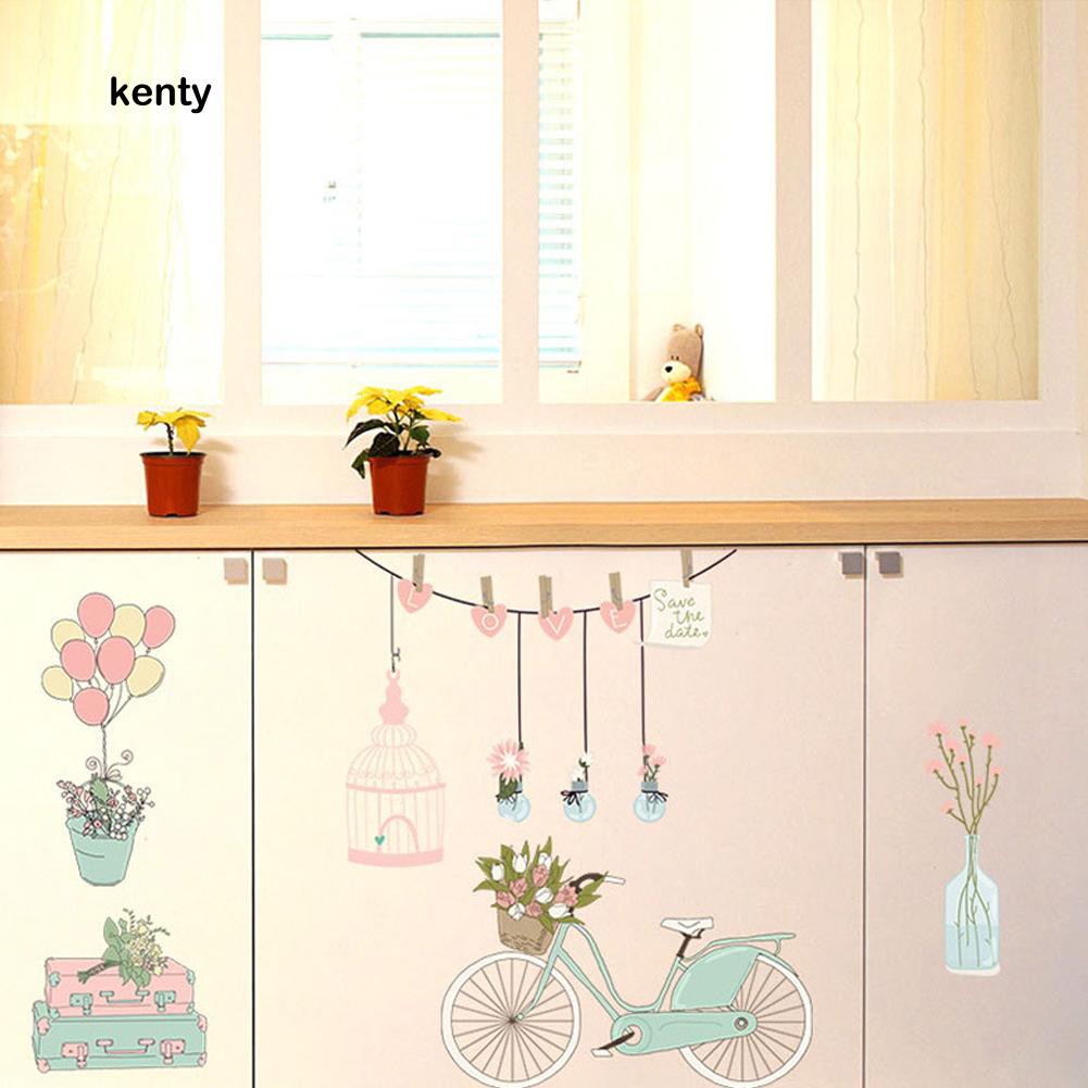 Sticker Dán Tường Họa Tiết Hình Bong Bóng Và Hoa Dùng Trong Trang Trí Nội Thất