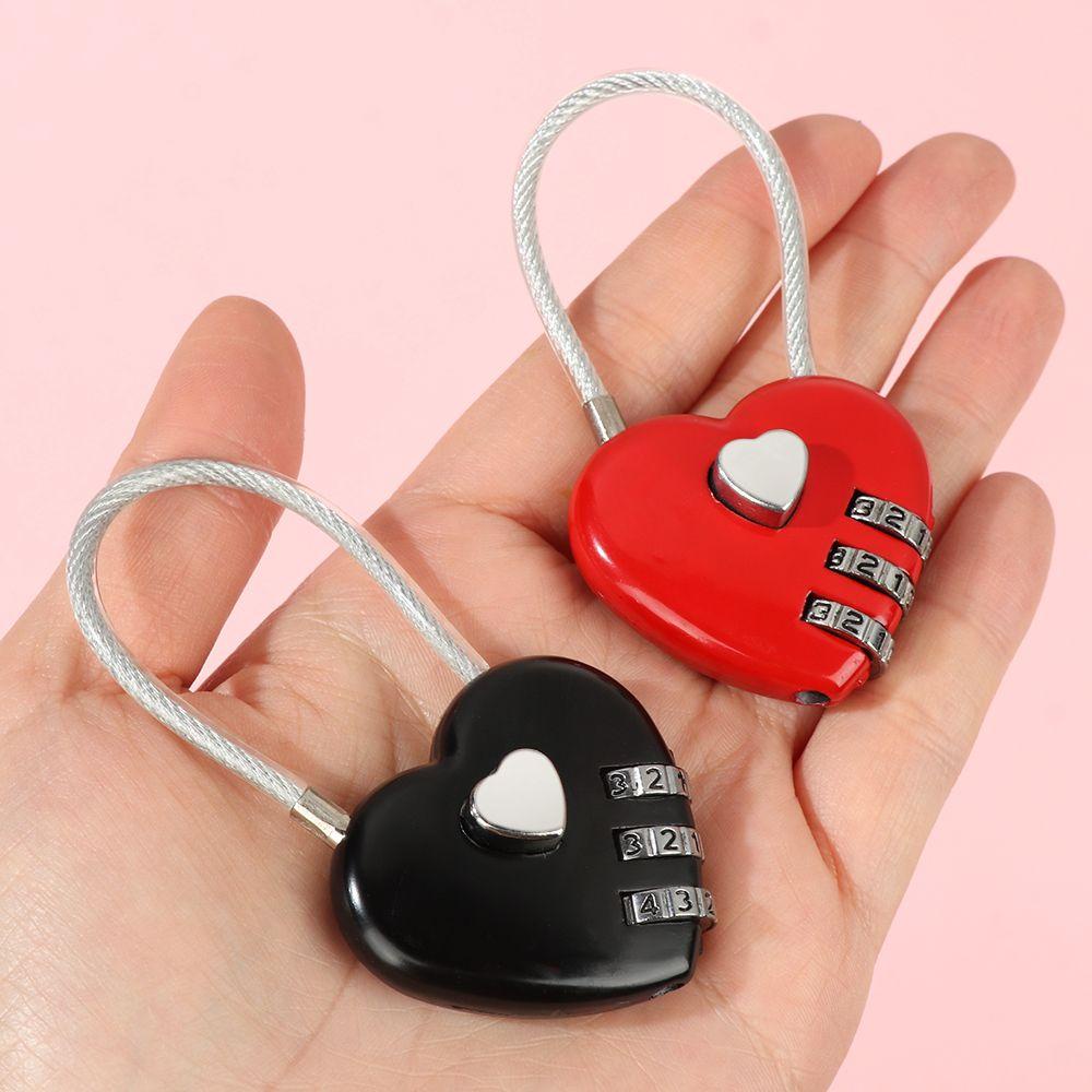 UUMIR Ổ khóa mật khẩu 3 chữ số kiểu dáng trái tim dành cho hành lý du lịch hộp đựng đồ