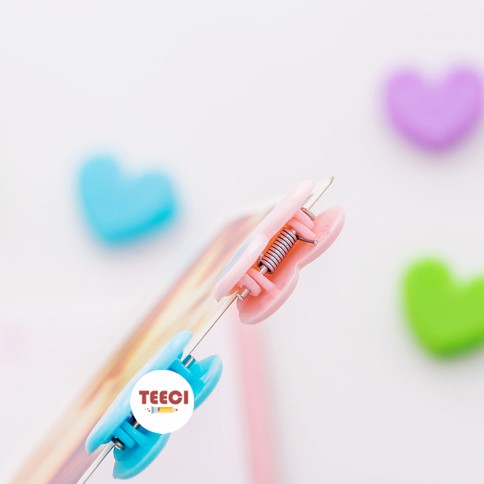 <Video Review> Kẹp Bướm Giữ Giấy Ghi Chú Tài Liệu Đánh Dấu Sách Đồ Dùng Văn Phòng Hình Trái Tim Cute Nhiều Màu D045