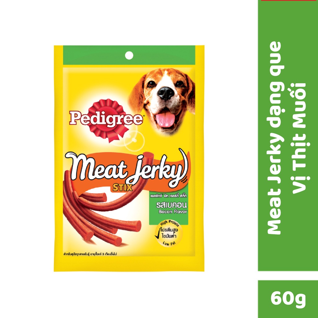 [Quà tặng không bán] Thức ăn vặt cho chó Pedigree Meat Jerky vị heo muối dạng que 60g