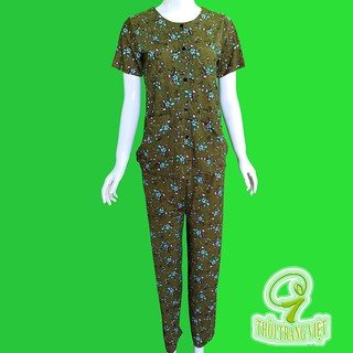 Đồ bộ ngủ bà già giá sỉ, áo cổ tròn 2 túi , tay ngắn - S07CTN08