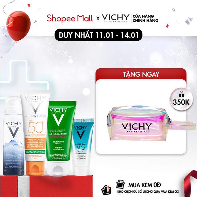 Bộ sản phẩm chăm sóc &amp; bảo vệ da dầu mụn VICHY Capital Soleil Mattifying