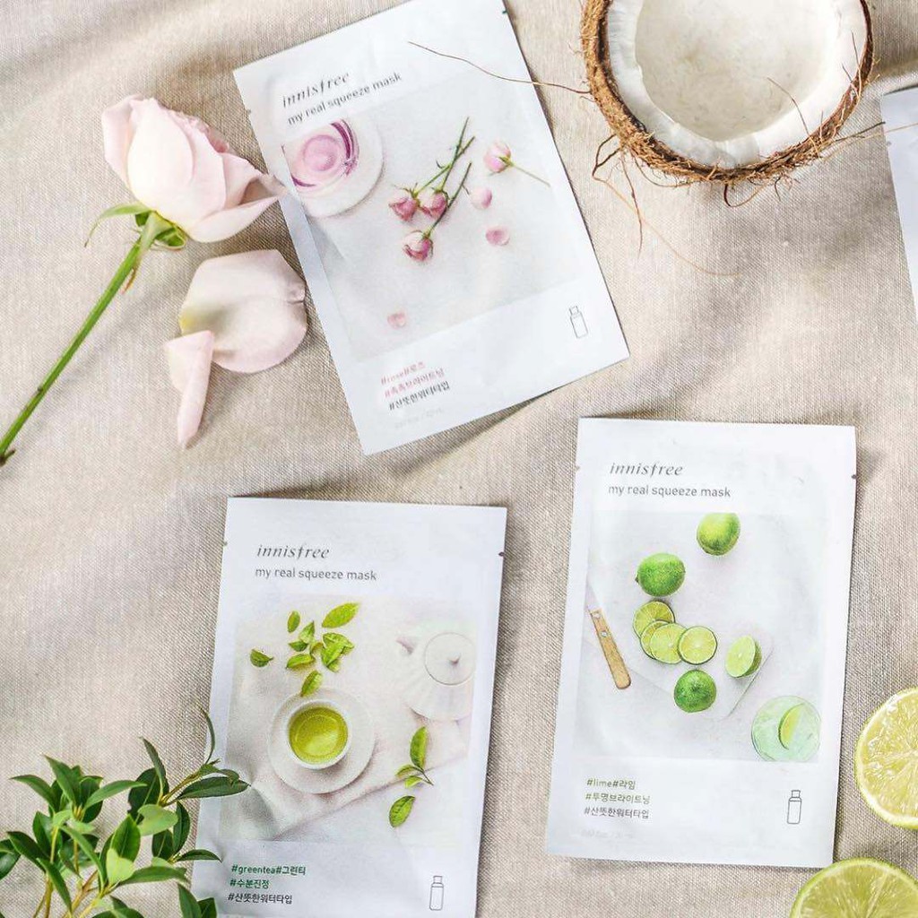 Mặt nạ giấy Innisfree 🌸FREESHIP🌸 18 Loại Chiết Xuất Mặt nạ giấy Innisfree My Real Squeeze Mask Ex