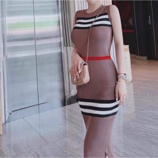 [ HA ANH THU ] Đầm Body Len Sọc