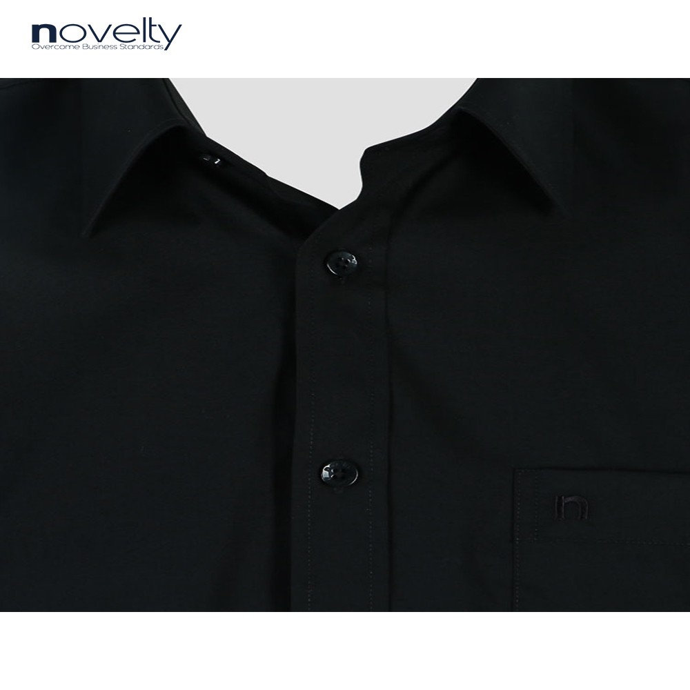 Áo sơ mi nam dài tay Novelty trơn màu đen Classic 180486D