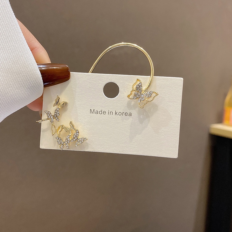 Khuyên kẹp vành tai hình bướm đính đá pha lê thời trang thanh lịch cho nữ