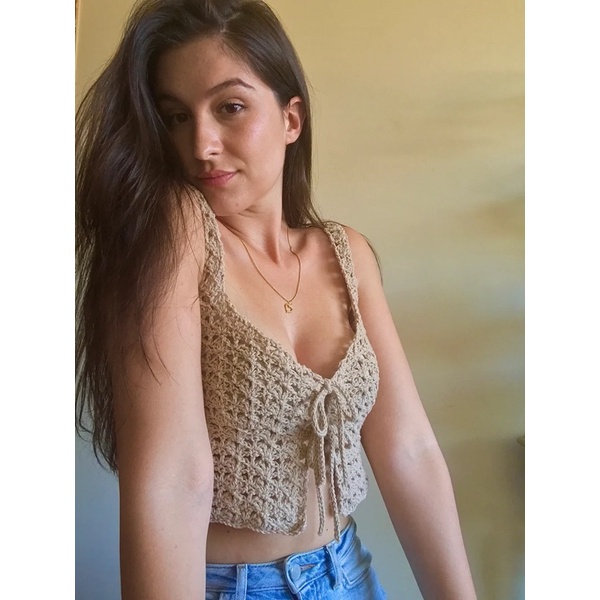 🧶 croptop cột nơ ngực 👙 croptop len 🌈 bikini len móc