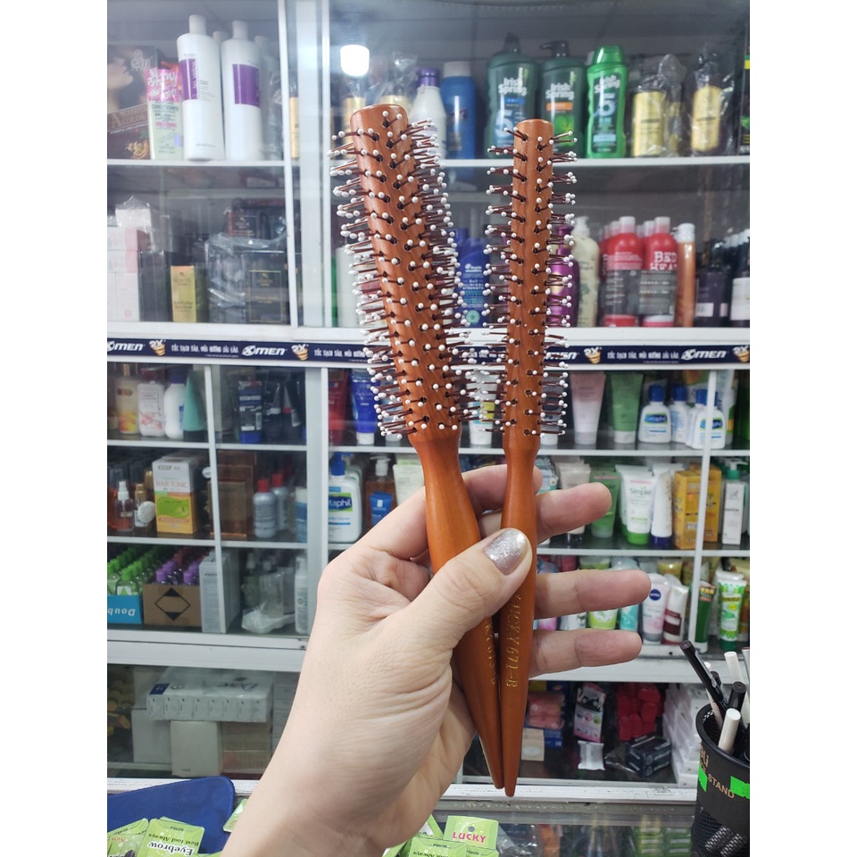 Lược tròn lược sấy tóc cán gỗ LOẠI KHÔNG LÔNG