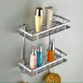 Kệ để đồ nhà tắm nhà về sinh Inox  chữ nhật 2 tầng đa năng cao cấp