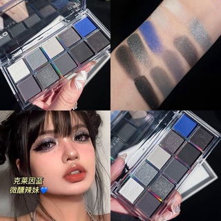 Roto bảng phấn mắt mười màu bạc sừng vua sừng ngọc trai lì chống sưng màu xám khói kim cương phong cách punk ins8a