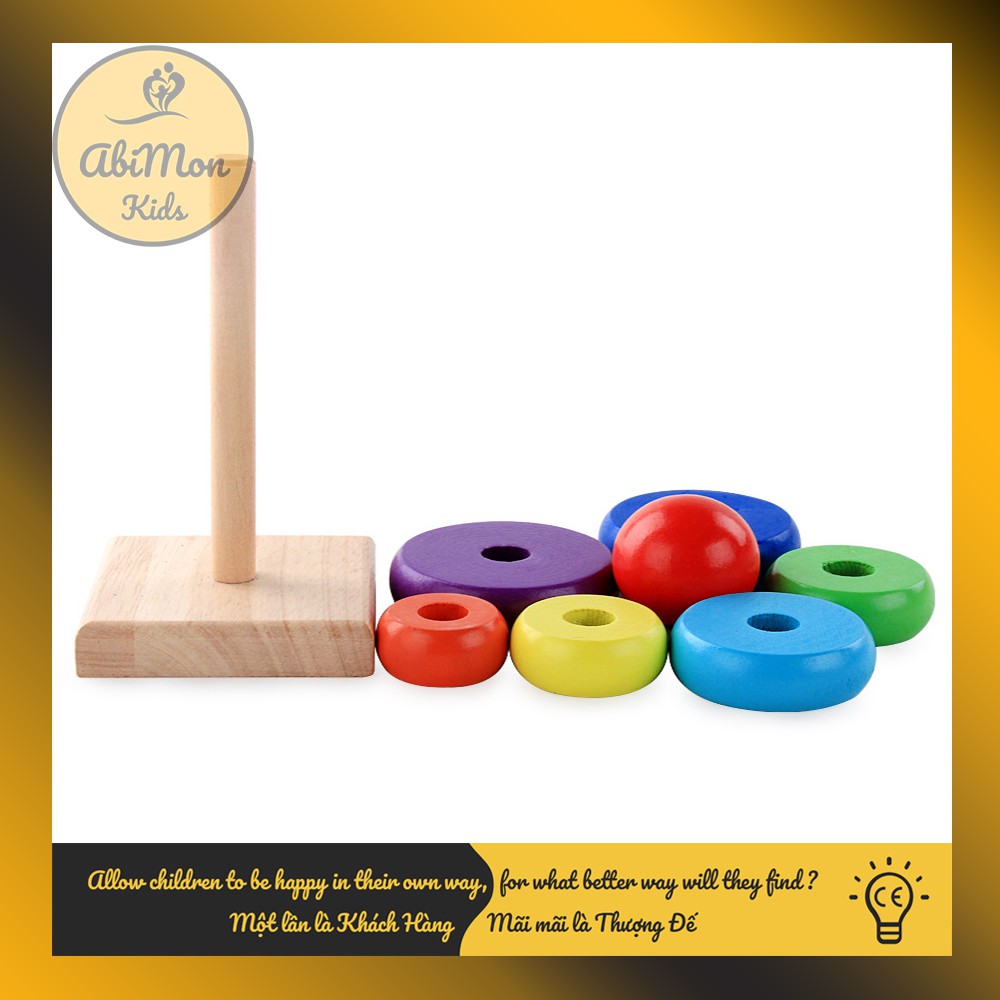 🌻 Bộ Xếp Tháp Cầu Vồng Bằng Gỗ Cho Bé ☘️ Montessori cao cấp ✨