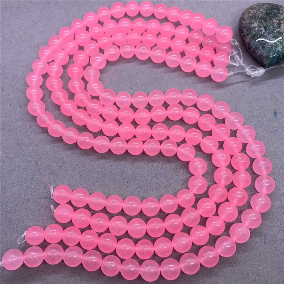 Chuỗi hạt đá Jasper Chalcedony màu hồng 4-12mm làm nữ trang