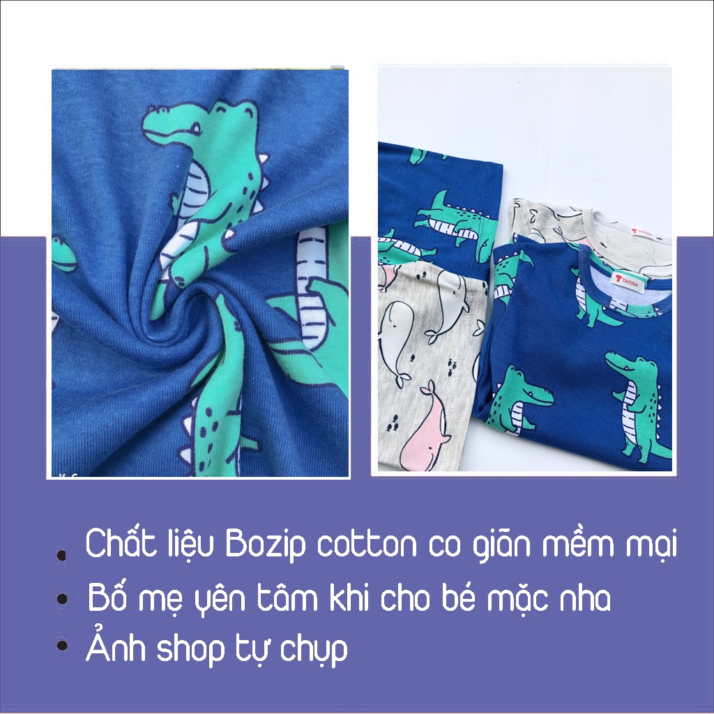 Bộ hè cho bé in hình Bộ mặc nhà hè cho bé Khủng long, cá voi chất cotton bozip 8-20kg