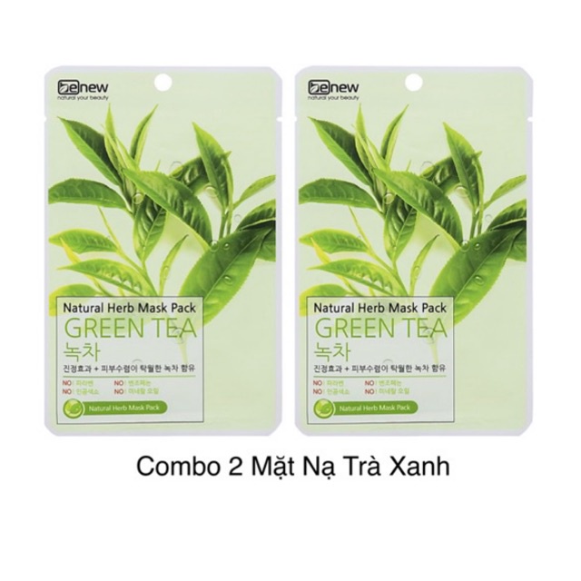 Combo 2 Mặt Nạ Trà Xanh Benew Natural Herb Mask Pack Green Tea Chính Hãng