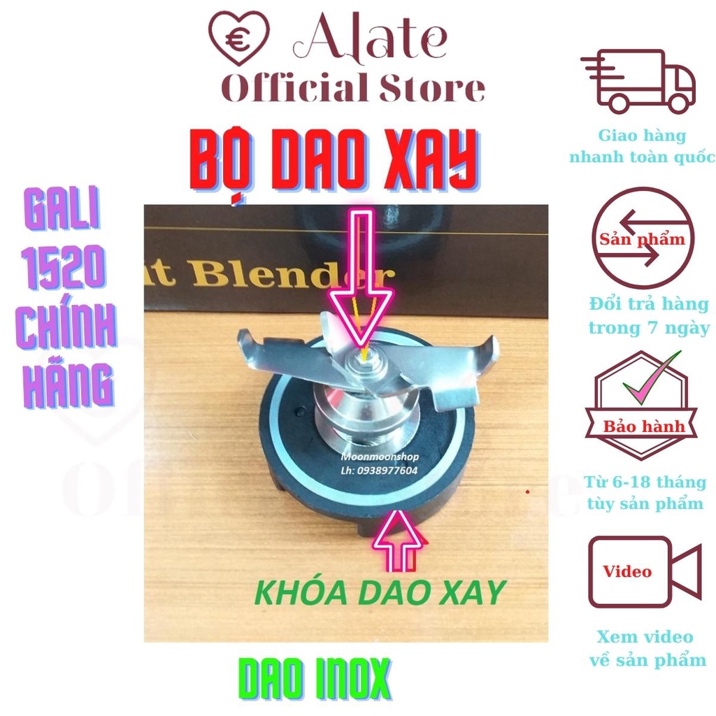 Ly sinh tố máy Gali 1520 bằng nhựa không bể, dung tích 1,5 lít dao xay inox hàng chính hãng thay thế yên tâm Alate store