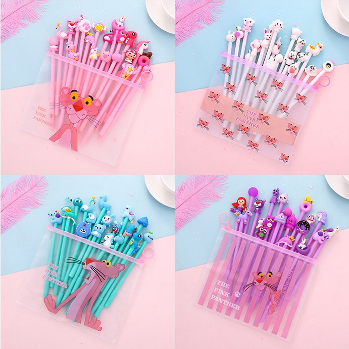 Link 3 - Bút bi nước mực gel Nhiều mẫu Pison cute mực đen ngòi kim 0.38mm - 01 cái