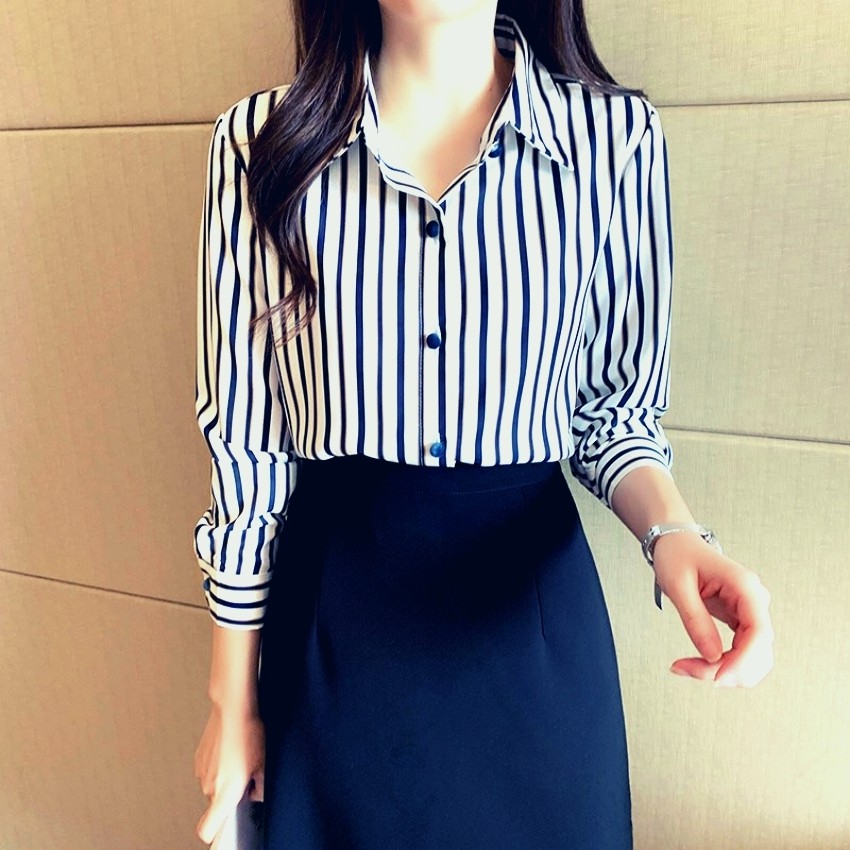 Áo Sơ Mi Nữ Dài Tay Kẻ Sọc  KT9991 Thời Trang Công Sở Thanh Lịch PONIVA Chất Liệu Mềm Mại Thấm Hút Mồ Hôi Tốt
