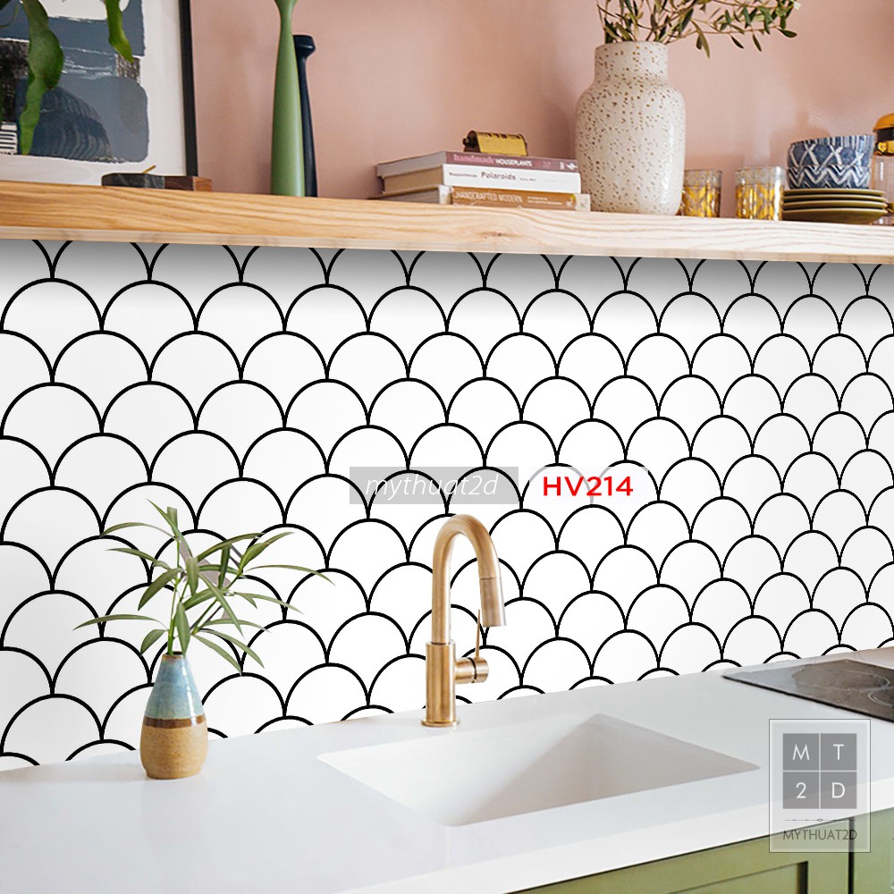 Cuộn 2 mét dài Decal gạch bông dán bếp dán tường, nhà tắm_kt 200x60cm