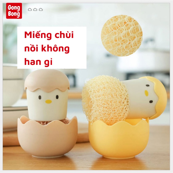 Miếng rửa bát chén nhà bếp mút rửa chén chùi nồi chà nồi hình dáng gà con dễ thương