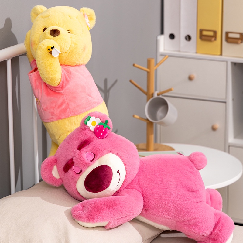 Thành ThậtGấu Bông Lotso Huggin Bear Lông Xù Tai Dâu Nằm Cao Cấp  Búp Bê Nhồi Bông Đồ Chơi Hình Chú Gấu Pooh Disney Đáng Yêu Winnie