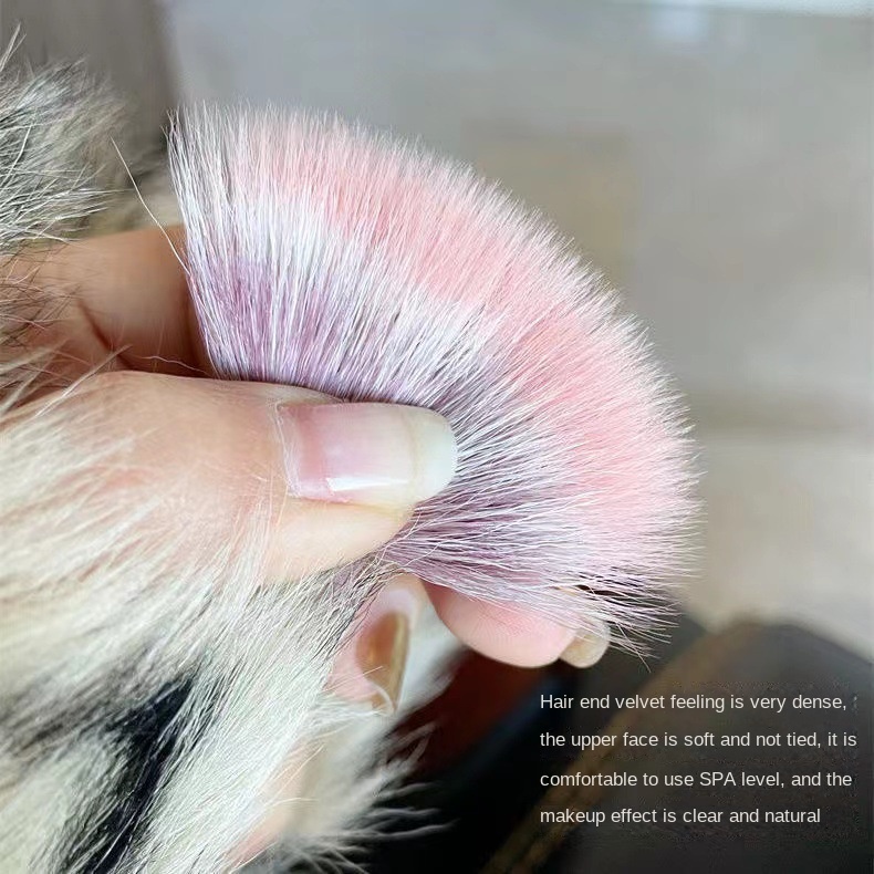 Rose!Cọ Trang Điểm Má Hồng Hai Lớp Mịn Màng Nhẹ Lông Dê Tự Nhiên Đầu Phẳng Trong Suốt