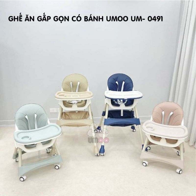 Ghế Ăn Dặm Umoo Có Bánh, Gấp Gọn Bảo Hành 18 Tháng - UM-0491