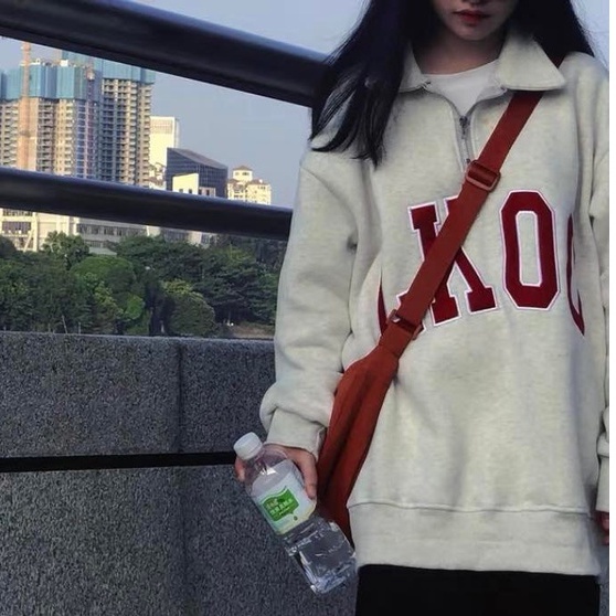 Áo nỉ polo sweater zip form rộng nam nữ cổ cao tay dài có khóa kéo hàn quốc màu trắng LKOO Unisex ulzzang