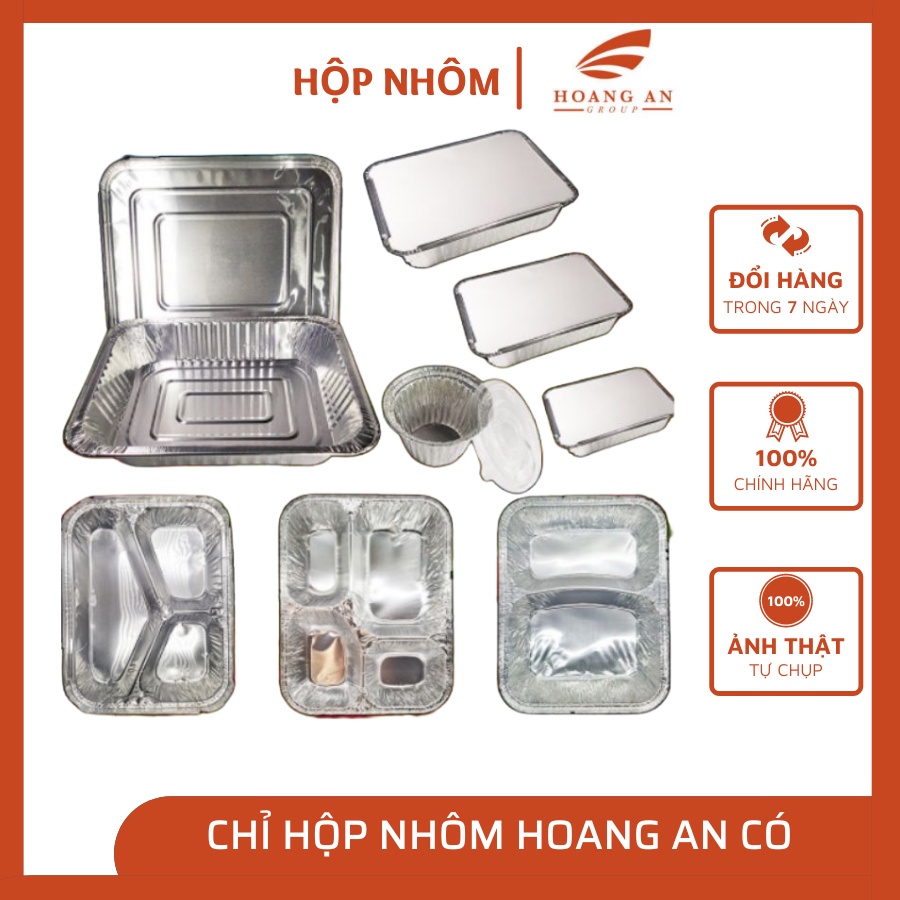 Set 10 Hộp Nhôm Khay Giấy Bạc Đựng Thực Phẩm Dùng 1 Lần Đến Từ Hoàng An Có Nắp Đầy Đủ Kích Cỡ - HAFULL