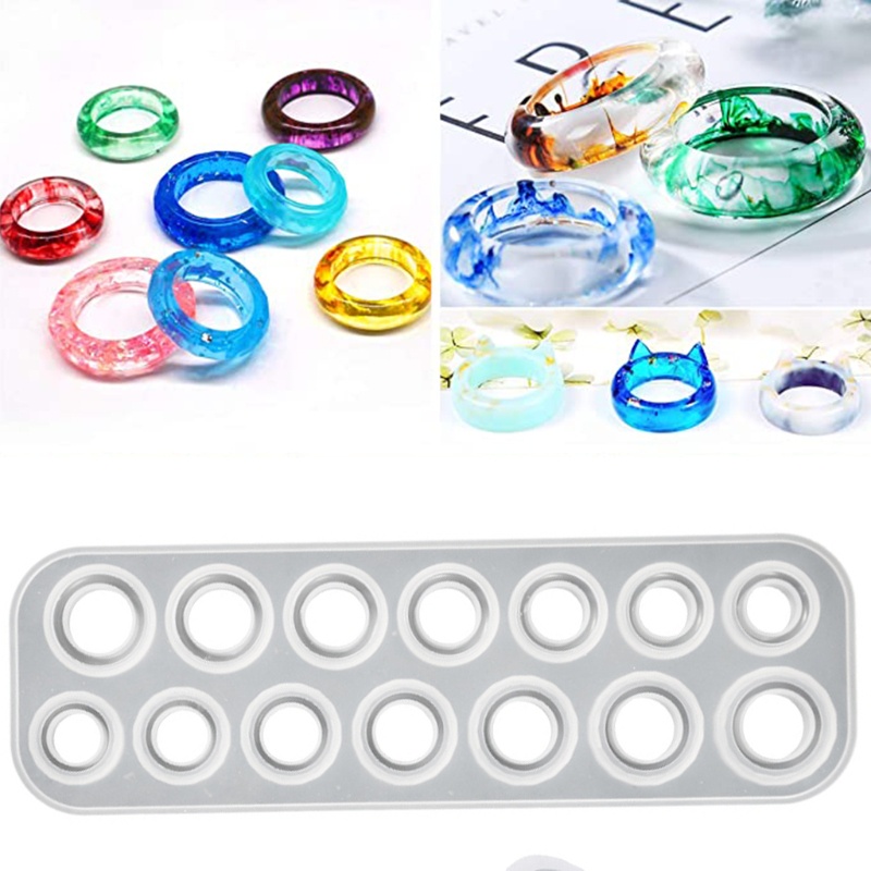 Khuôn silicone làm trang sức hình nhẫn 17 ô DIY