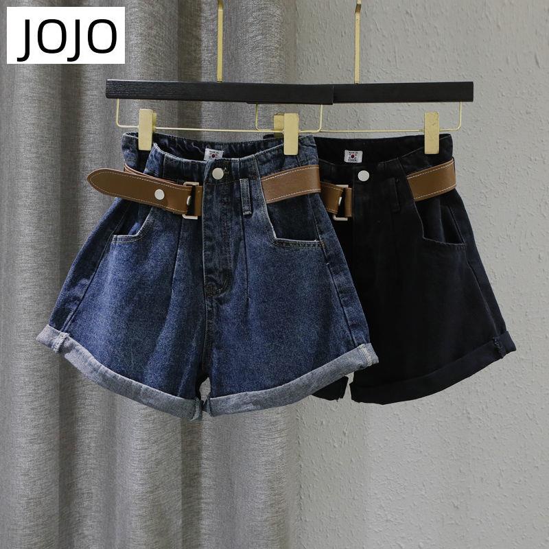 Quần Short Denim Lưng Cao Ống Rộng Phong Cách Retro Cho Nữ