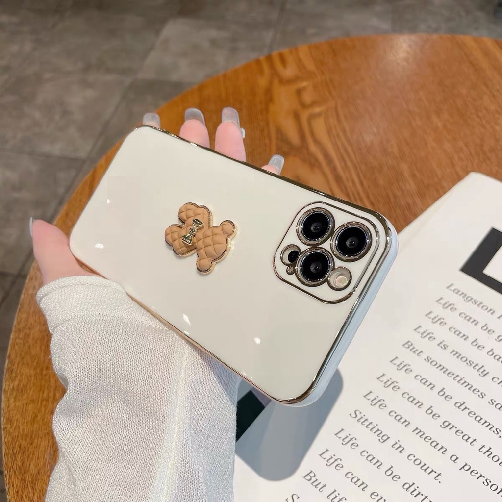 Ốp Điện Thoại Hình Gấu Nâu Thắt Nơ Cho Iphone 13 pro Max 7plus Plus Xr X Xs Xs Max 111212 Ốp Điện Thoại Chất Lượng Cao Cho iphone Pro 12pro Max