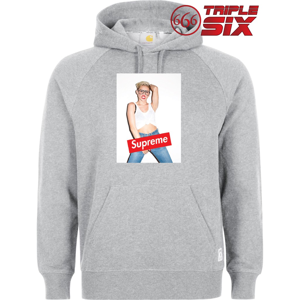 Áo Khoác Hoodie Màu Xám In Chữ Triplesix - Supreme Miley Cyrus Cá Tính