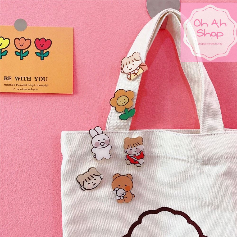 Sticker đính balo, cài balo túi hình thú siêu dễ thương 1 set 3 chiếc