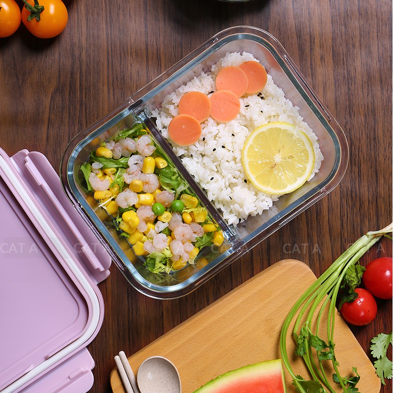 Hộp đựng cơm thủy tinh chia 3 và 2 ngăn đựng thức ăn, tặng túi giữ nhiệt- GIÁ RẺ NHẤT THỊ TRƯỜNG