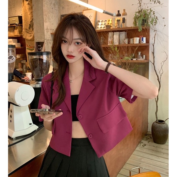 QADCOL Áo Khoác Vest Tay Ngắn Kiểu Hàn Quốc Thời Trang Cho Nữ