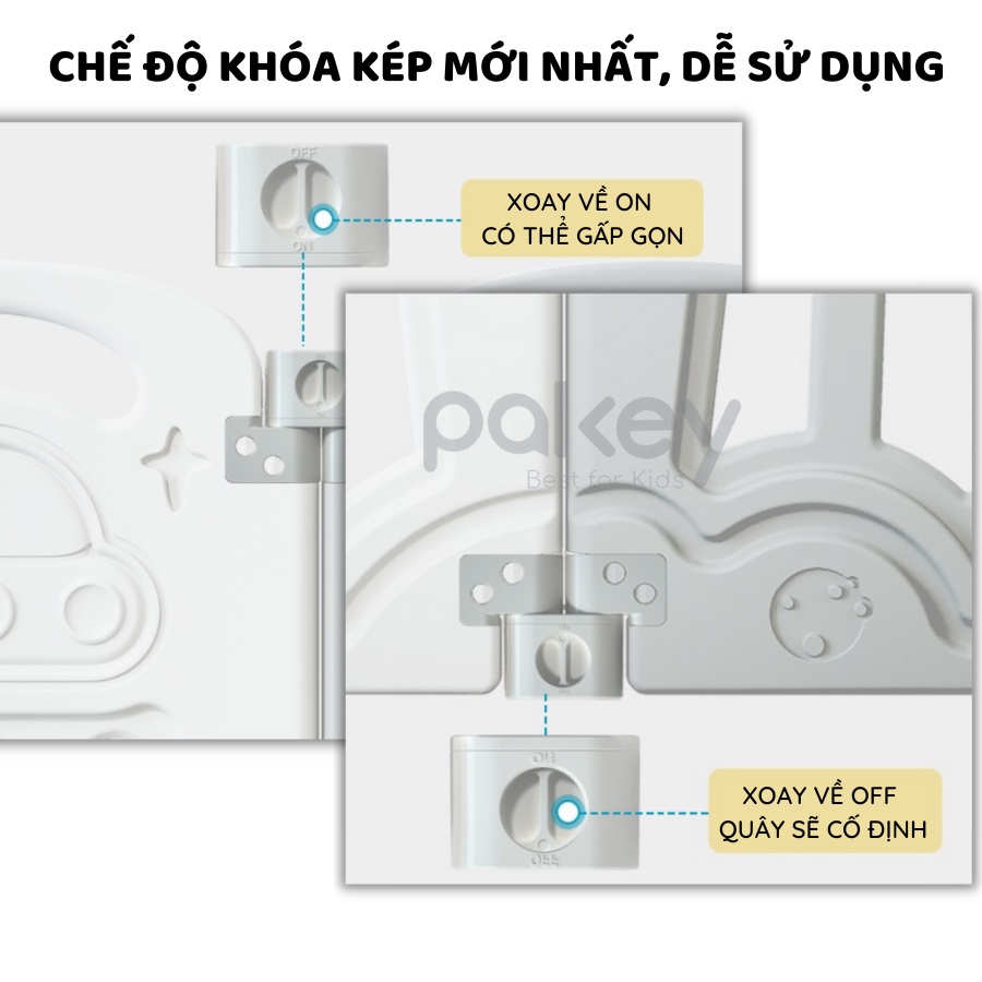 Quây cũi nhựa gấp gọn Pakey Gấu mới nhất 2022, Tặng kèm 100 BÓNG + THẢM 2 MẶT + GIỎ ĐỰNG BÓNG, dày dặn cao cấp