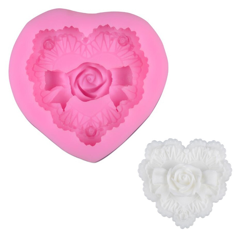 Khuôn Silicone Làm Bánh Cupcake Hình Trái Tim 3d