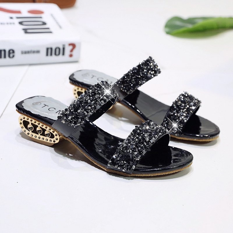 Dép Sandal Da Đế Vừa Phối Kim Sa Thời Trang Mùa Hè Cho Nữ Size 34-41 00975