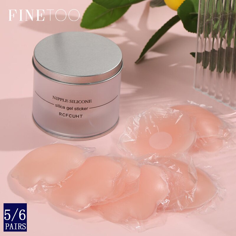 Set 5/ 6 cặp miếng dán FINETOO nâng ngực bằng silicon họa tiết hoa/ tròn quyến rũ dành cho nữ