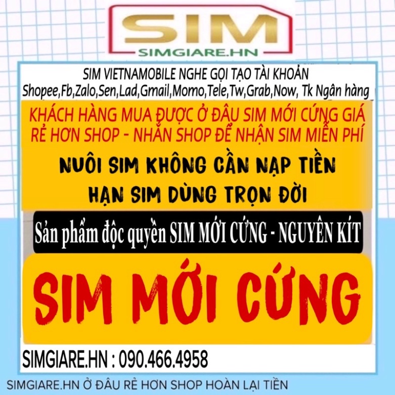 Sale Sim Vietnam tạo fb,shope,zalo,sen,lad,gmail,mmo... Nghe gọi vào thumbnail