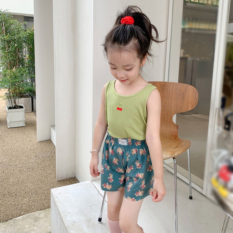 Áo Hai Dây Thêu Hình Cherry Dễ Thương Phong Cách Hàn Quốc Thời Trang Mùa Hè Cho Bé Gái