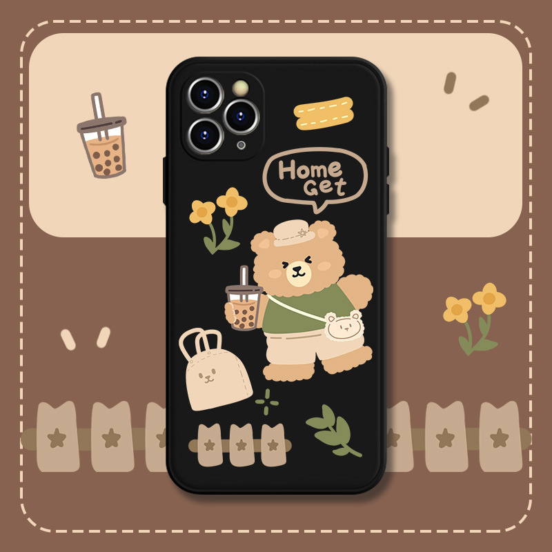 Ốp điện thoại TPU mềm in hình gấu/ly trà sữa chống sốc/trầy xước bảo vệ cho IPhone 11 Pro XR/XS/X/7 8 Plus | BigBuy360 - bigbuy360.vn