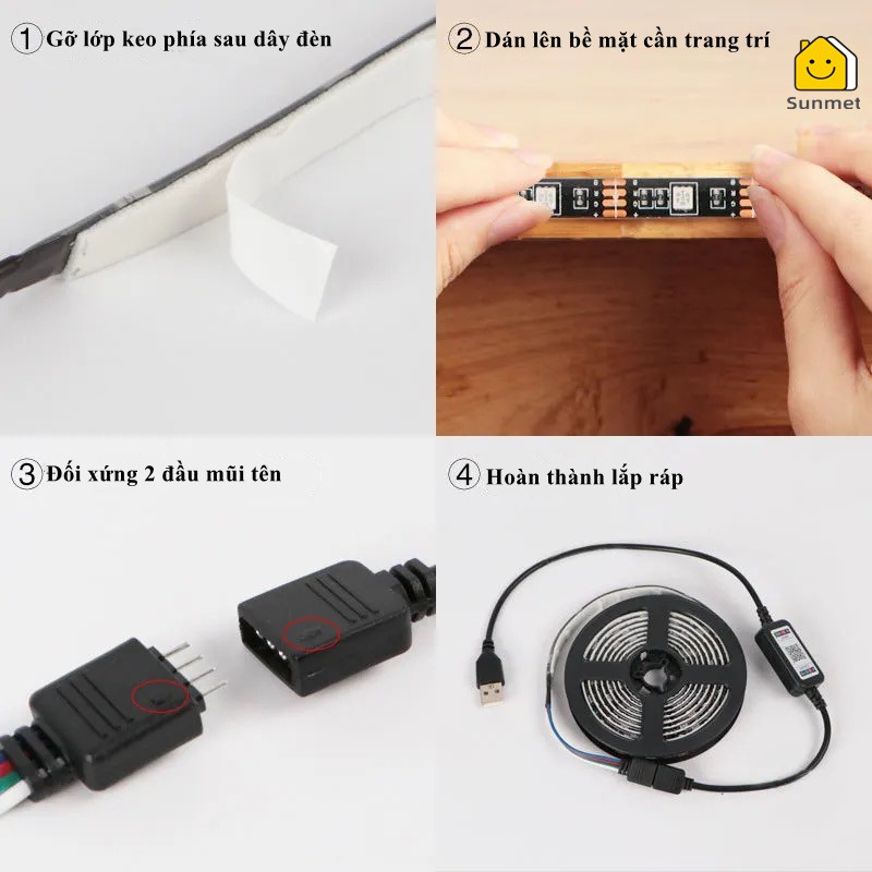 Đèn LED TIKTOK 5M,3M 5050 RGB Bọc SILICON đổi màu ,Nháy theo nhạc dán trang trí DECOR phòng ngủ.