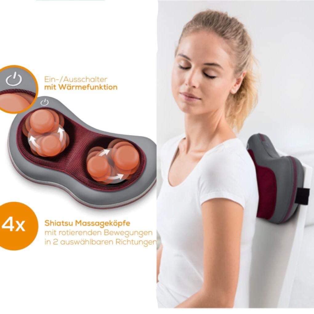Gối Massage Hồng Ngoại Beurer MG149 - Xám Đỏ, Kích Thước 200x330x115mm